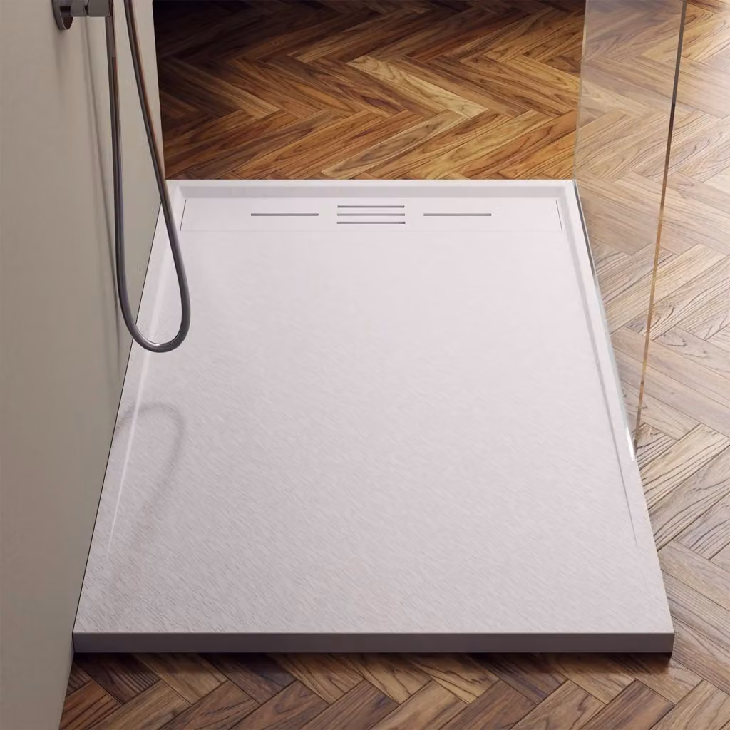 Piatto doccia rettangolare Parama effetto pietra bianco antiscivolo L: 80 cm, P: 100 cm – 2