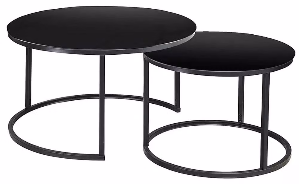 FURNLUX Tavolino Atlanta, nero, 80 cm (2 pezzi) / Colore principale: / Dimensioni: