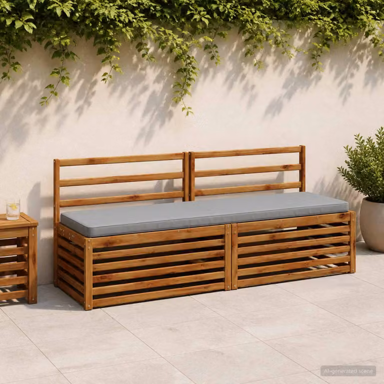 Set di 2 cuscini per panchina vidaXL VUGHT grigi in poliestere con rivestimento rimovibile e resistente ai raggi UV