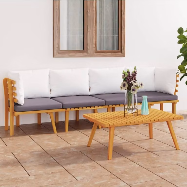 Maison Exclusive - Set da giardino 4 pezzi con cuscini in legno massello di acacia