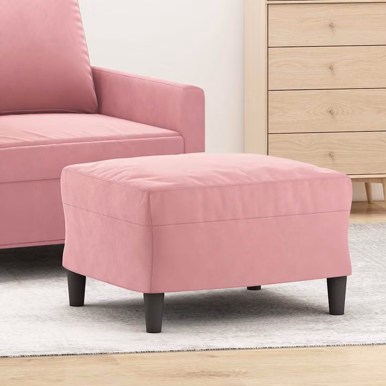 Poggiapiedi vidaXL in velluto rosa L/P/H: 60 x 50 x 41 cm