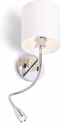 Faretto applique VERSINA con paralume bianco e cromo, luce LED 3000K warm white, attacco E27