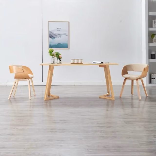 Sedia da Pranzo Moderna vidaXL in Legno e Similpelle Beige e Marrone