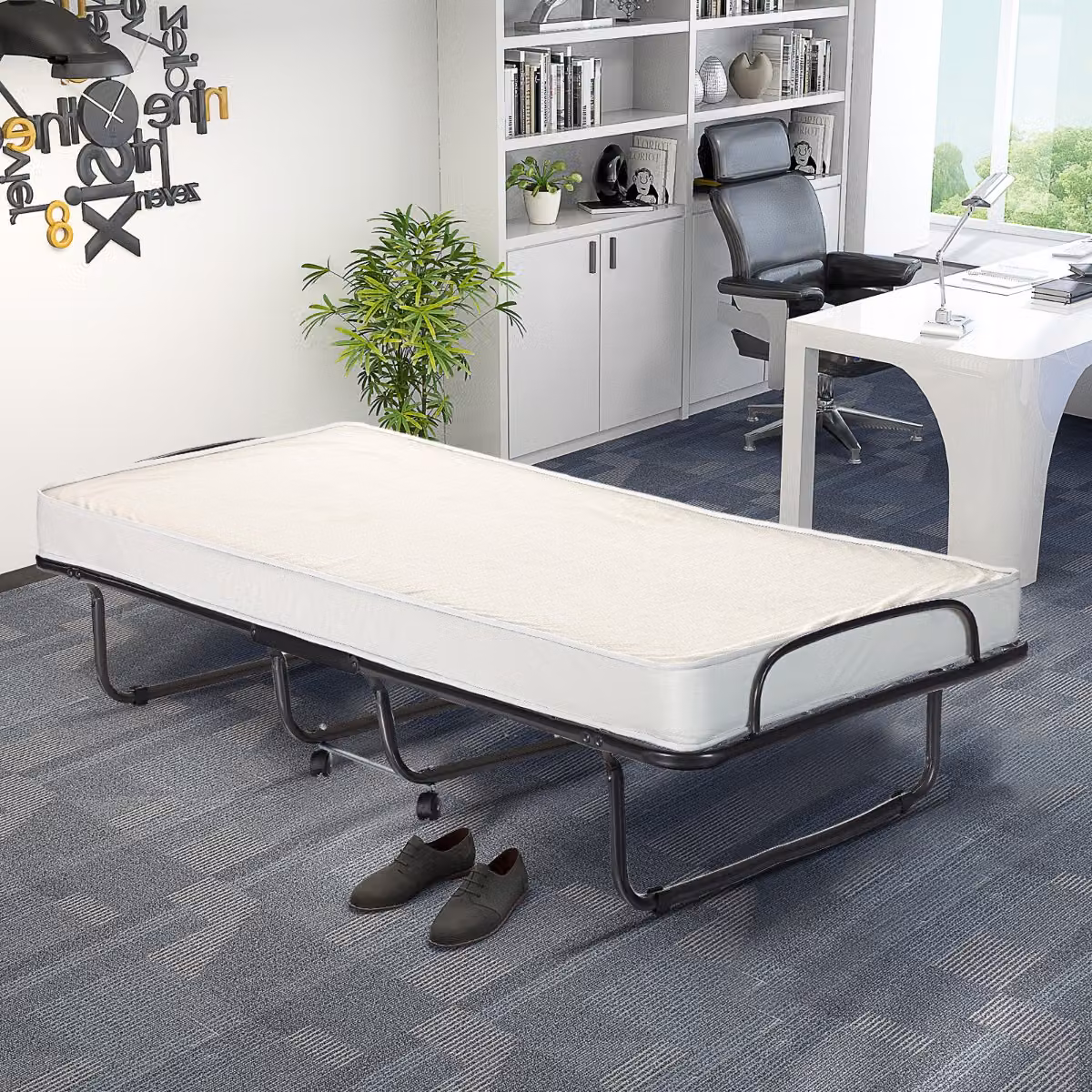 Letto pieghevole Costway con materasso in memory foam e struttura in metallo con ruote, L/P: 190 x 80 cm – 3