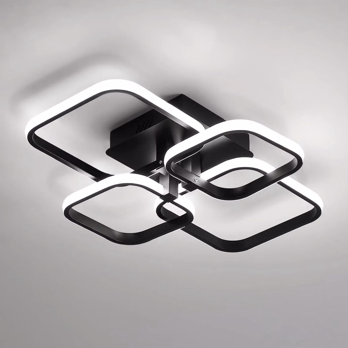 Lampada a soffitto LED moderna - Modello A7203 - Quadrata - 60 W - Nera - 220 V - Non dimmerabile - Adatta per ambienti da 5 a 10 m²