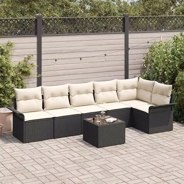 Set Divano da Giardino 7 pz Nero polyrattan 3354056