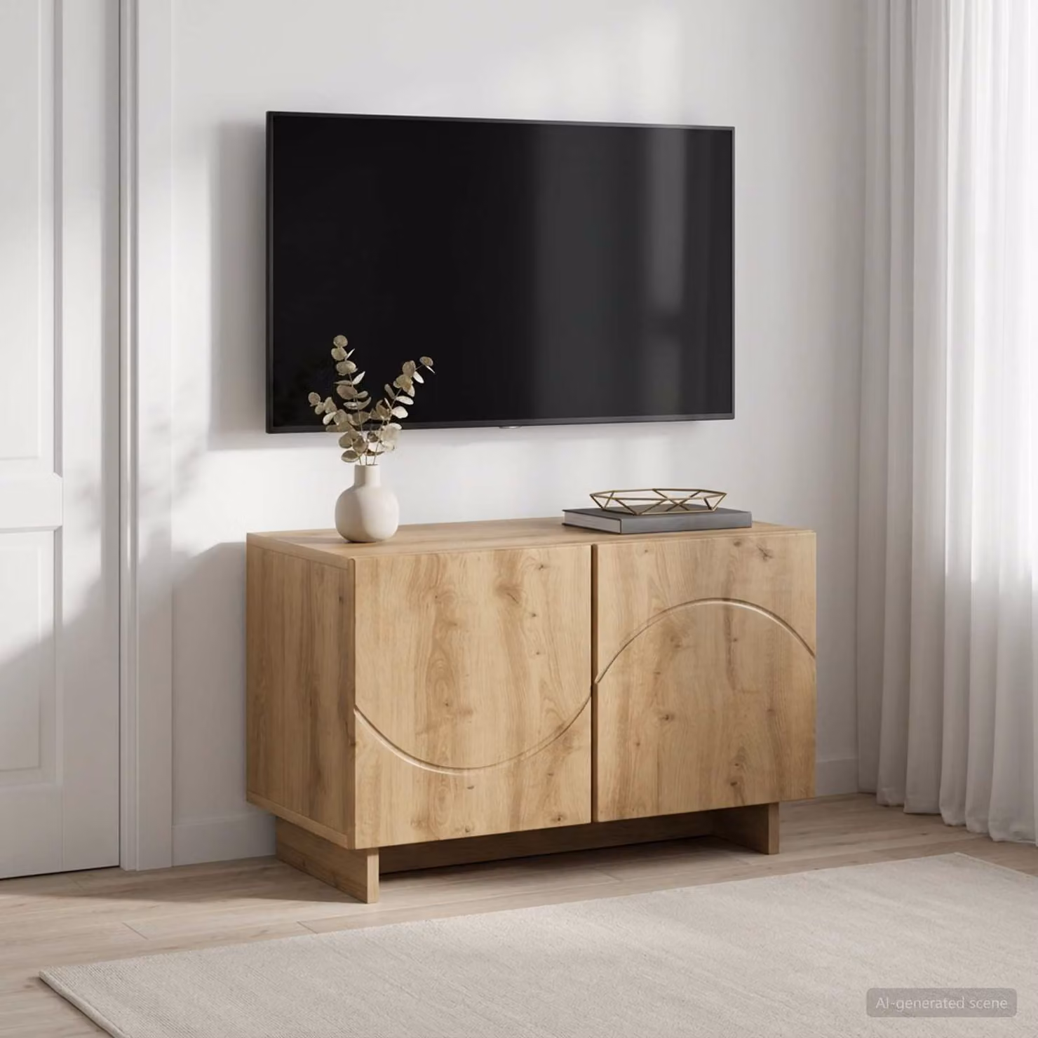 Supporto TV moderno vidaXL in legno color rovere, L: 60 cm, P: 34.5 cm, H: 40 cm