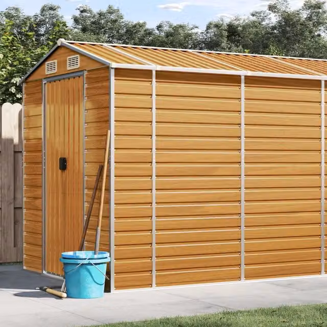 Capanno da giardino Videx in acciaio zincato marrone chiaro L: 640 cm, P: 191 cm, H: 198 cm – 1