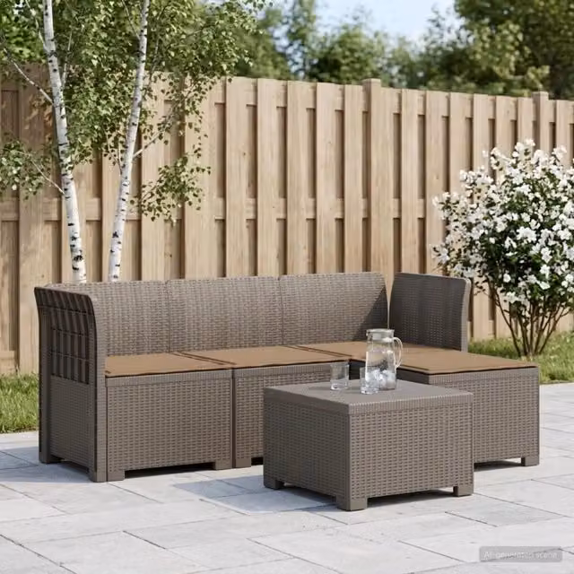 Divano da giardino angolare a L con cuscini vidaXL, design moderno in rattan sintetico resistente alle intemperie, grigio o beige