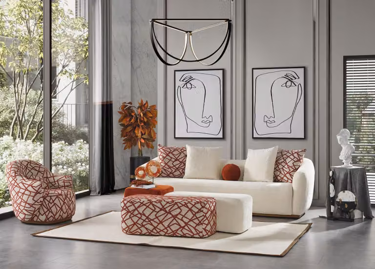 Sofagarnitur 41 Sitzer 3x Hockere 5tlg Design Wohnzimmer Komplett Set