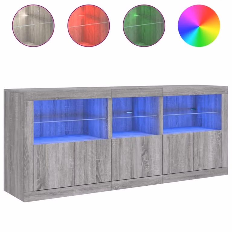 Credenza con Luci LED Grigio Sonoma 162x37x67 cm