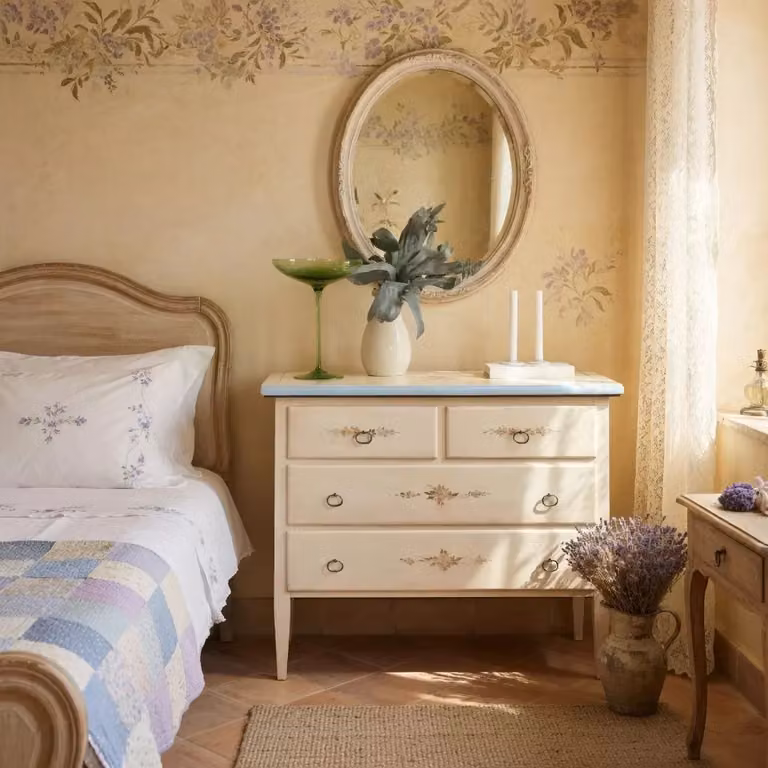 Comodino Como Mobili 2G con 4 cassetti in legno bianco e blu L 110 cm, P 51 cm, H 90 cm