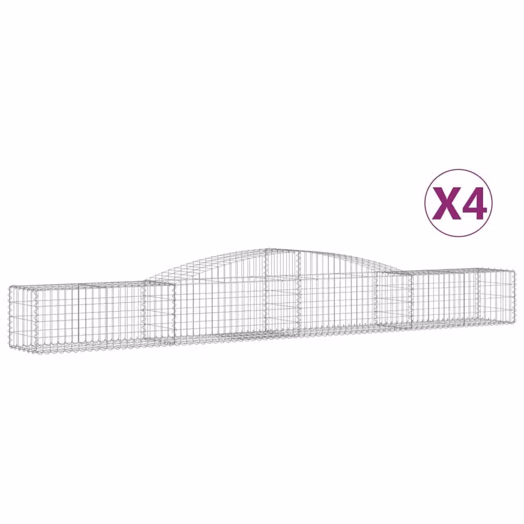 Cesti Gabbioni ad Arco 4 pz 400x50x40/60 cm Ferro Zincato