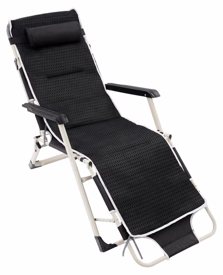 Poltrona reclinabile, design pieghevole, struttura Acciaio al carbonio resistente, colore nero