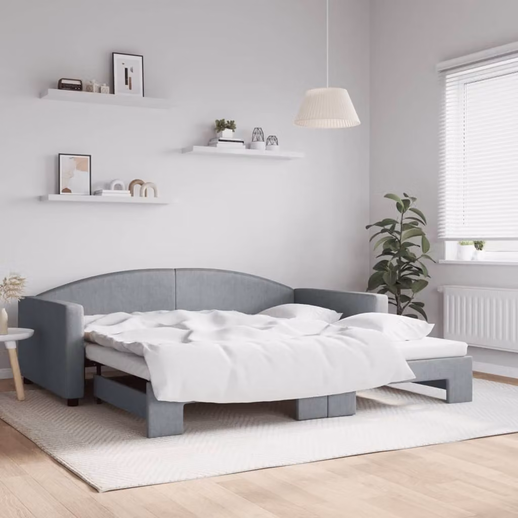 Maison Exclusive - Divano letto estraibile grigio chiaro 100x200 cm in tessuto