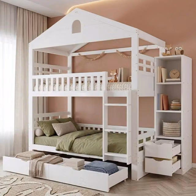 letto a castello in legno bianco 101 x 245 cm