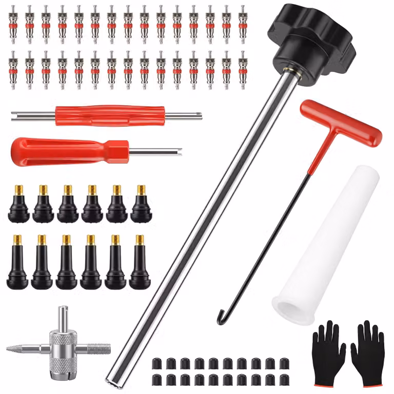 Set di utensili per la riparazione di pneumatici, composto da 68 pezzi, comprensivo di accessori per la manutenzione dei veicoli