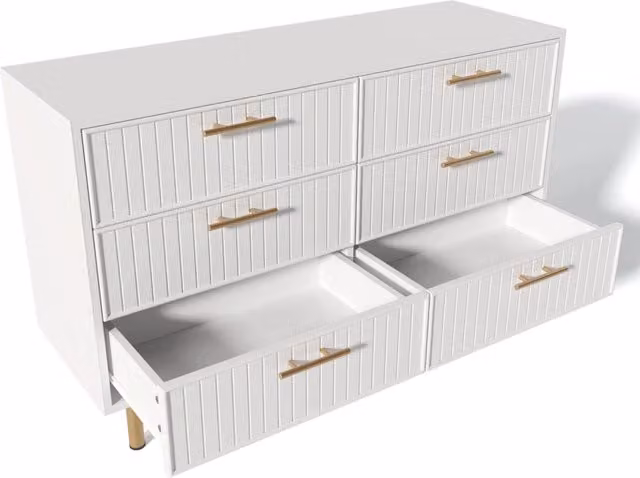 Cassettiera Chicfurn Moderna Bianca in MDF e Metallo per Camera e Soggiorno L: 120 cm, P: 40 cm, H: 75 cm