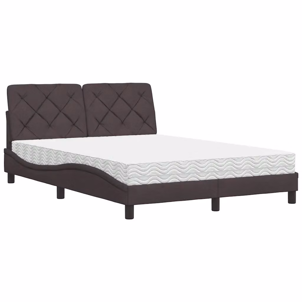 Letto moderno con materasso vidaXL in tessuto marrone e bianco L/P/H: 200 x 120 x 74,5 cm – 2