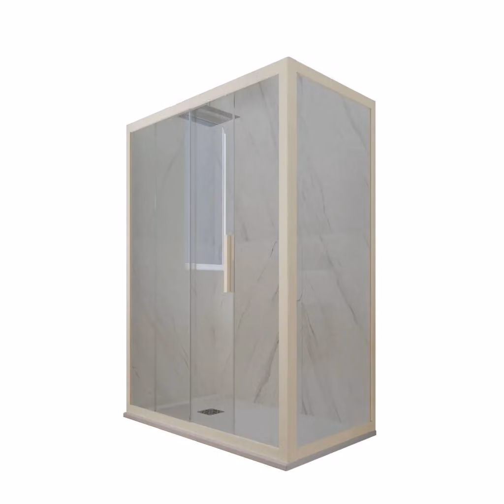 Box doccia scorrevole rettangolare FORTE mod. Deco Duo con vetro trasparente e profilo champagne, L: 70 cm, P: 170 cm, H: 200 cm – 2