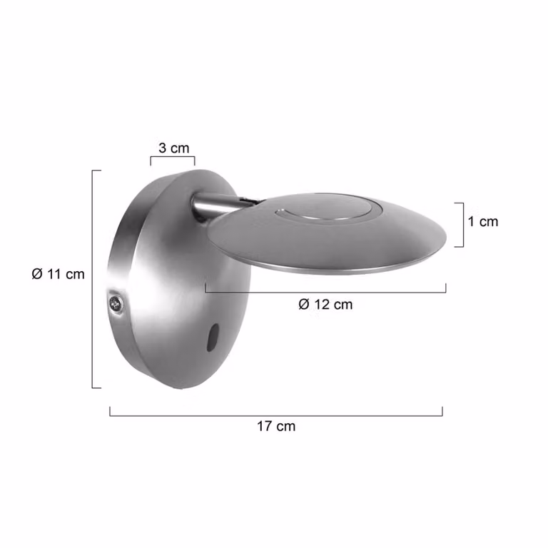 Steinhauer Applique da parete Zenith, dimmerabile, Alluminio / Grigio / Zincato, Soggiorno / Sala da pranzo, Metallo, Moderno, Applique