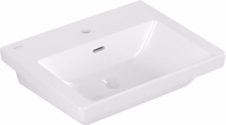 Vasque Villeroy & Boch Subway 3.0, 1 trou pour robinetterie, avec trop-plein, compatible avec une robinetterie 3 trous, face inférieure polie, 550x440mm, 4A70F401, 4A70F401