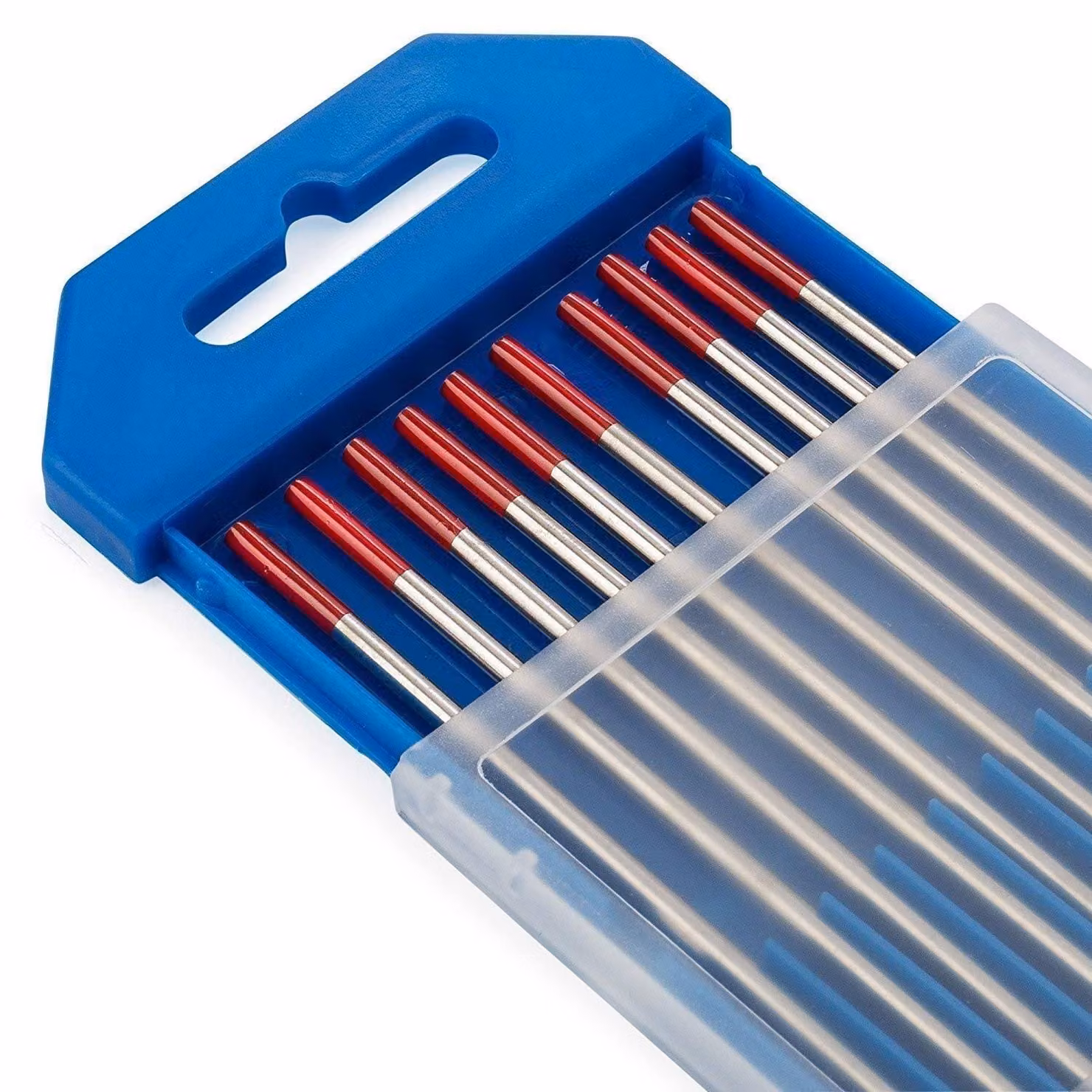 Elettrodi in tungsteno WIG-Lase, 2% WT20, rossi, 3,2x150 mm, confezione da 10 pezzi