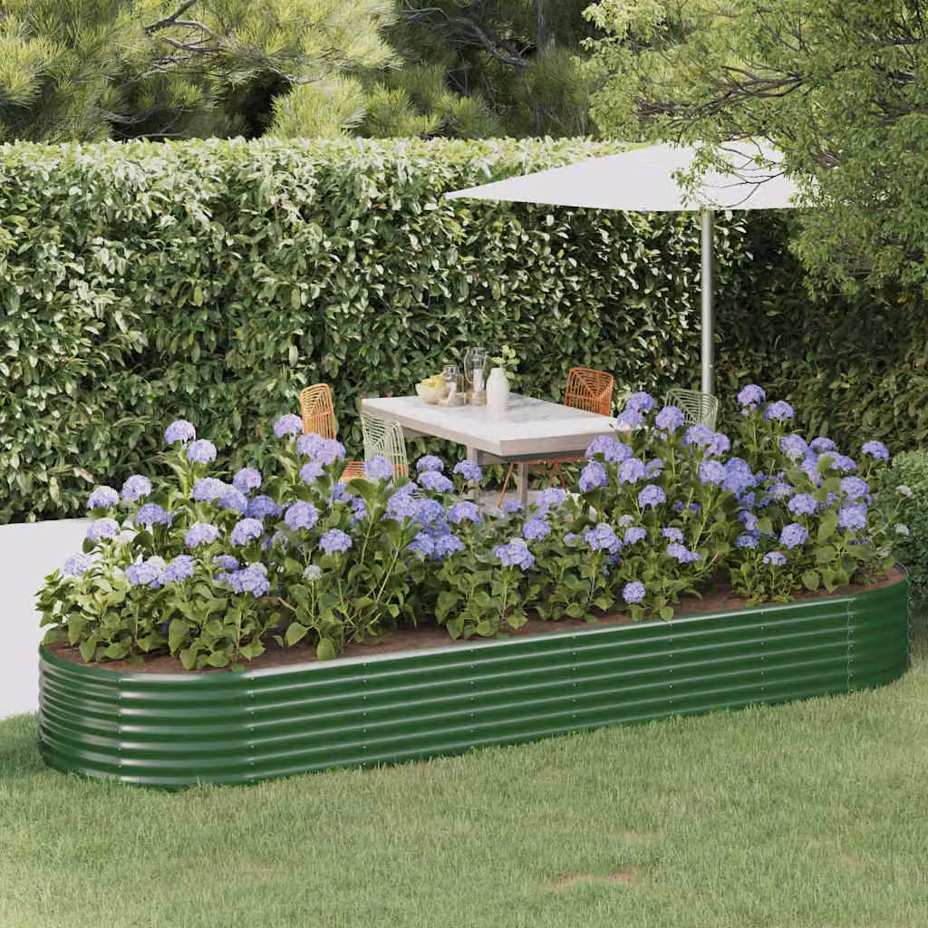 Letto da giardino rialzato vidaXL in acciaio zincato verde L: 322 cm, P: 100 cm, H: 36 cm