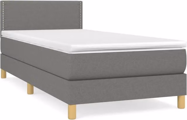 Letto singolo | Letto per adulti | Giroletto a Molle con Materasso Grigio Scuro 90x190 cm Tessuto