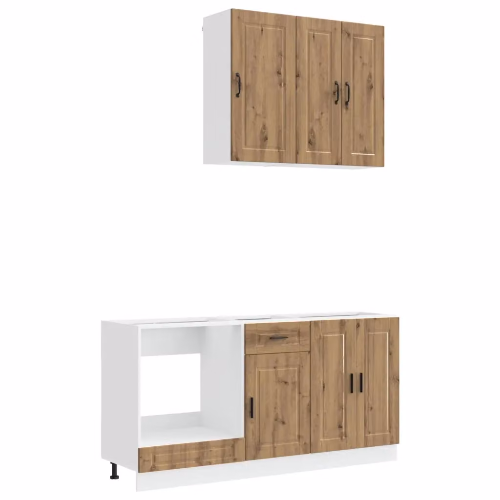 Unità Cucina Moderna vidaXL in Legno Rovere Marrone con Ante e Cassetti, 5 Pezzi – 2