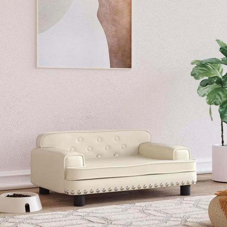 vidaXL Lettino per Cani Chesterfield in Similpelle Beige L/P/H: 70 x 45 x 30 cm