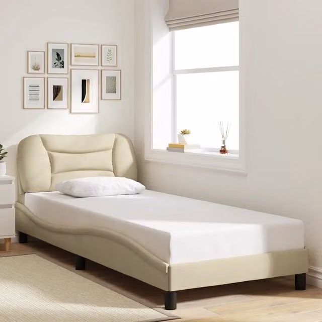 Giroletto senza Materasso-Struttura Letto Hvar Crema 80x200 cm in Tessuto