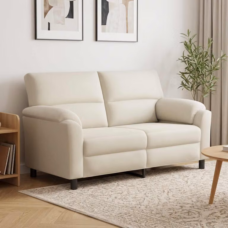 Divano moderno vidaXL in velluto beige con struttura in metallo, L: 174 cm, P: 85 cm, H: 93 cm