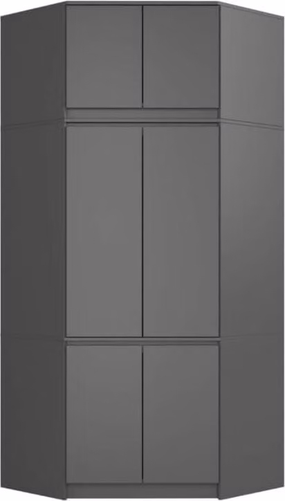 BDW Armadio angolare per camera da letto con estensione, 6 ante, grigio