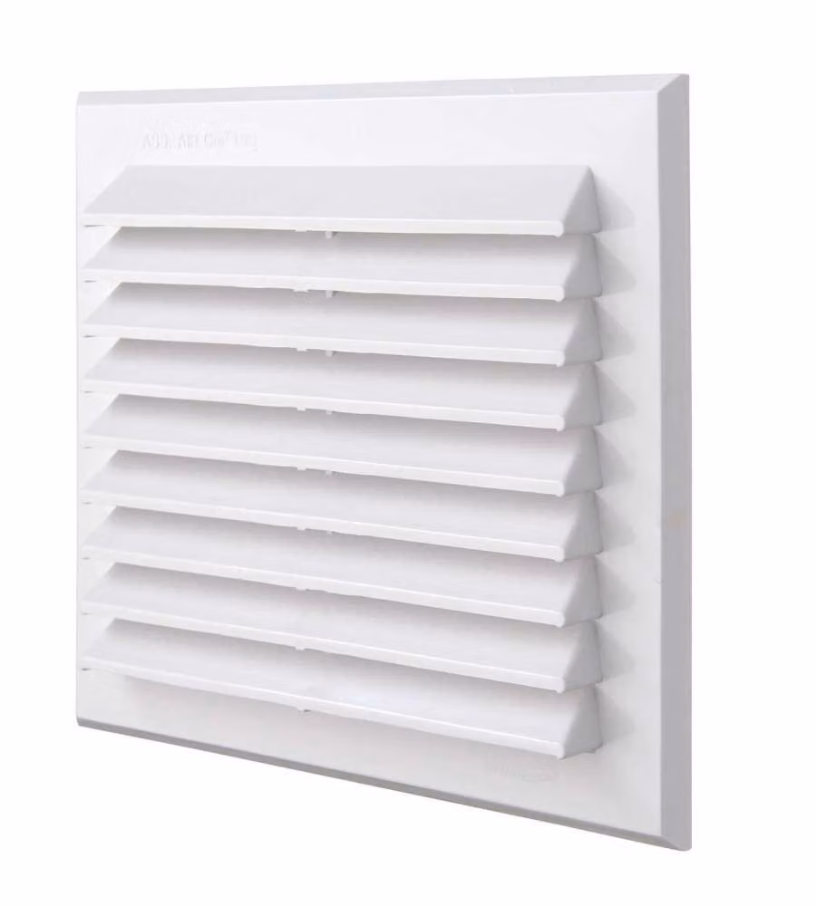 Griglia per Ventilazione in Plastica Bianca con Rete - 183x154 mm