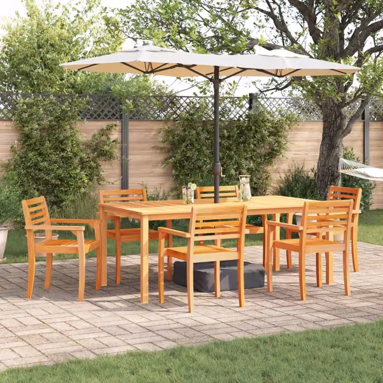 Maison Exclusive - Set da pranzo per esterno, 7 pezzi, legno massello di acacia, color marrone