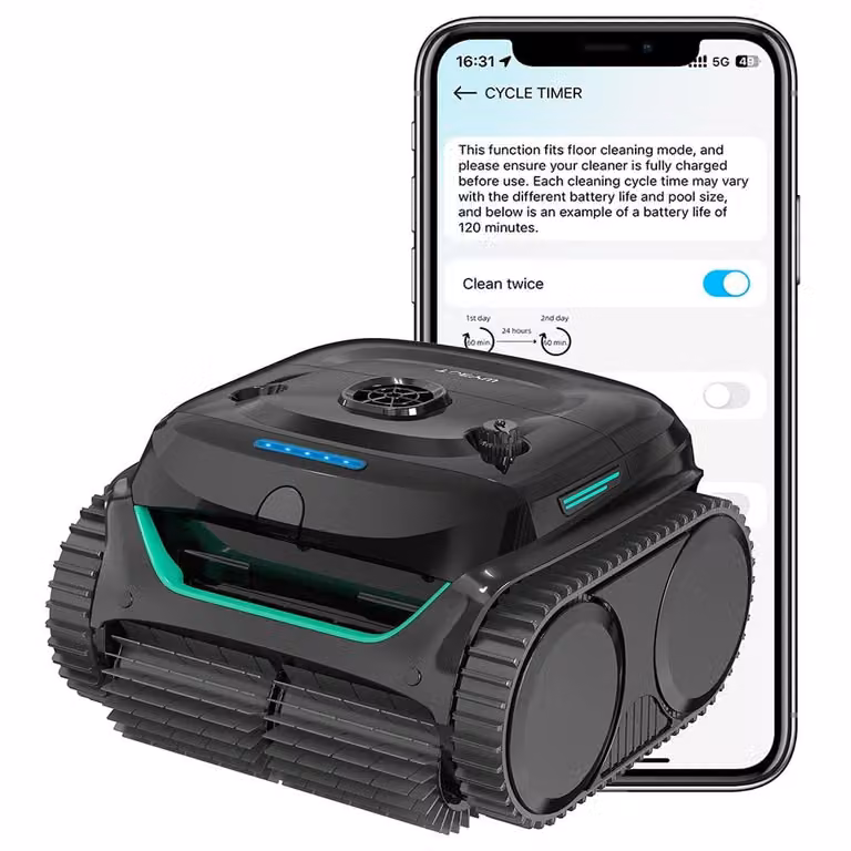 Robot per piscina senza fili WYBOT C2 - Potenza di aspirazione 3592 GPH, autonomia di 180 minuti, doppio filtro da 180 μm + 10 μm, controllo tramite app, IPX8, fino a 150 m²