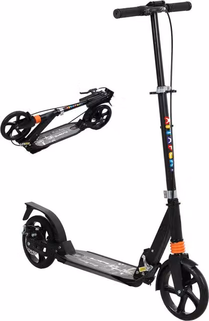 Monopattino pieghevole per bambini AIYAPLAY con manubrio regolabile in altezza, Nero, L/P/H: 94 x 36 x 88-103 cm