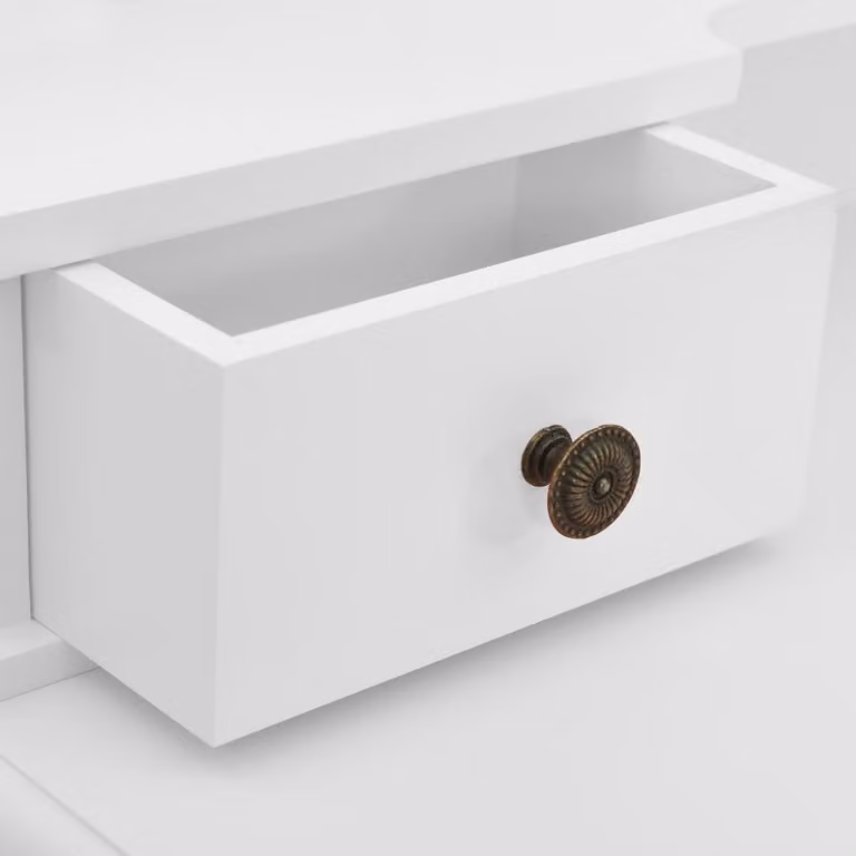 Set tavolino da toilette con sgabello bianco 80x69x141cm Legno di Paulownia