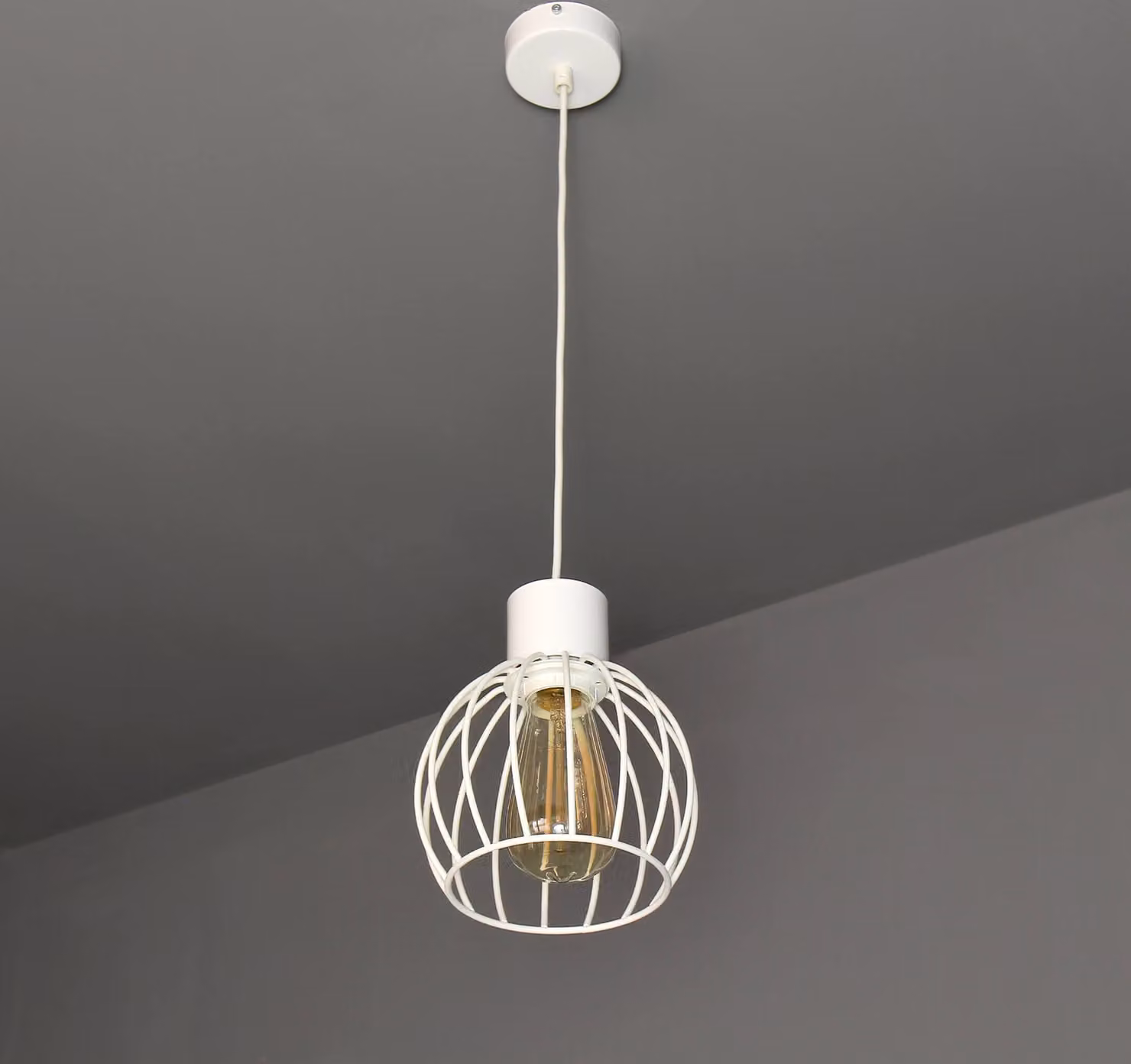 Lampada a sospensione Moderna "Luto" Acciaio laccato bianco Lampada a sospensione Soggiorno Sala da pranzo Tavolo da pranzo