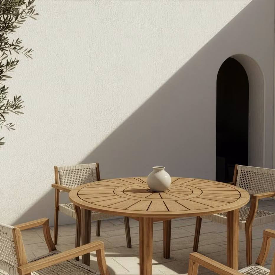 Tavolo da giardino rotondo Banak in legno massello di acacia colore nero diametro: 120 cm – 2