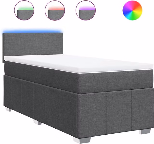 Letto singolo | Letto per adulti | Giroletto a Molle con Materasso Grigio Scuro 90x190 cm Tessuto