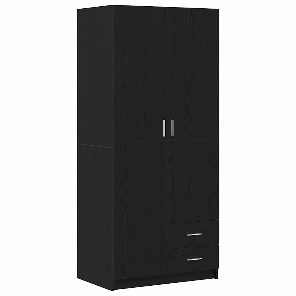 vidaXL Armadio con Cassetti Interni e Ripiani Rovere e Nero L: 80 cm, P: 52 cm, H: 180 cm – 2