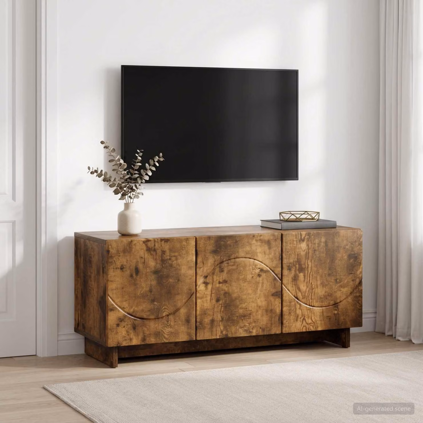 Supporto TV moderno vidaXL in legno ingegnerizzato color rovere fumo, L 90 x P 34.5 x H 40 cm
