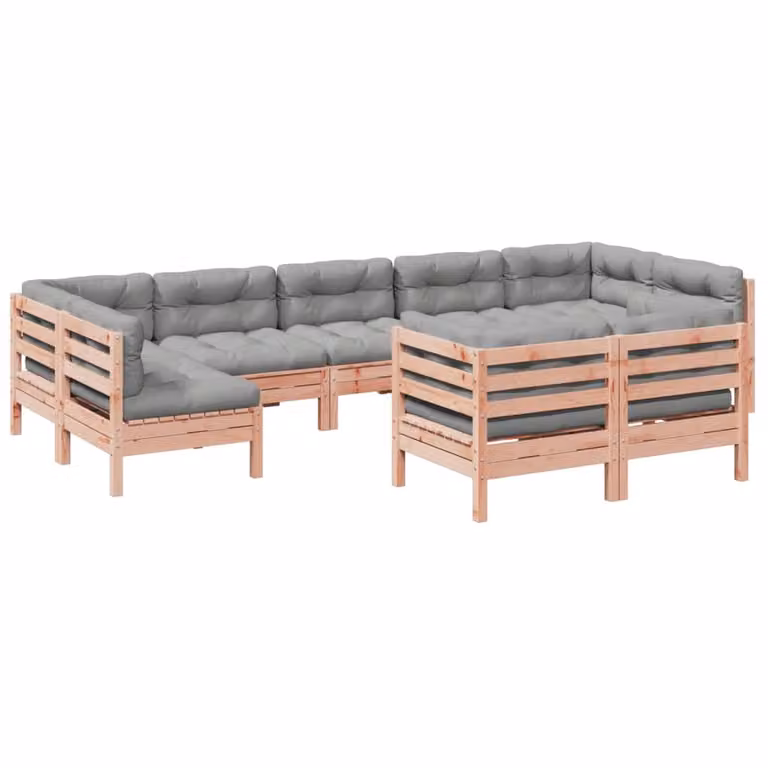 Set Divani Giardino 9 pz Cuscini Legno Massello Abete Douglas