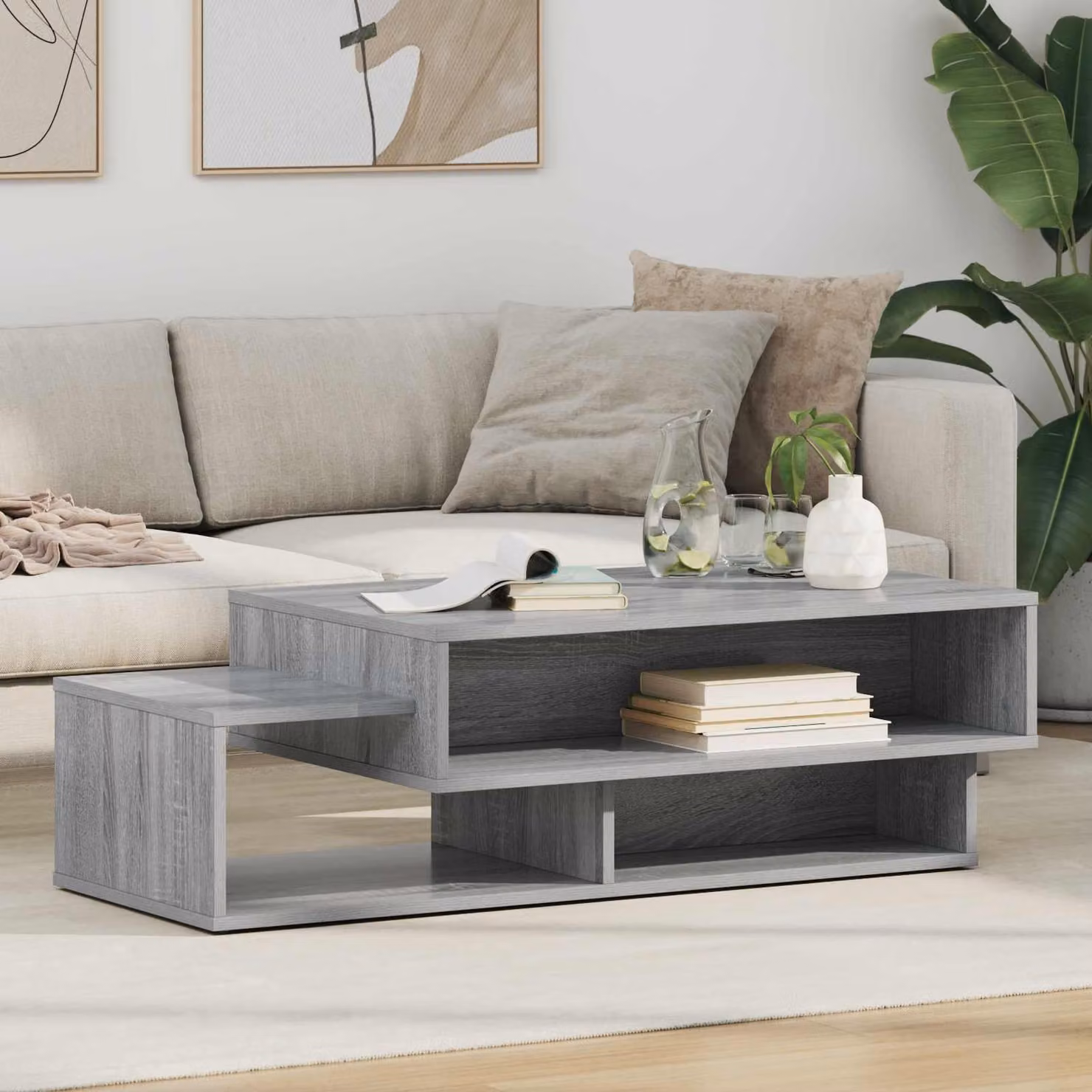 Maison Exclusive - Tavolino Sonoma grigio, dimensioni 105 x 50 x 32,5 cm, realizzato in legno composito