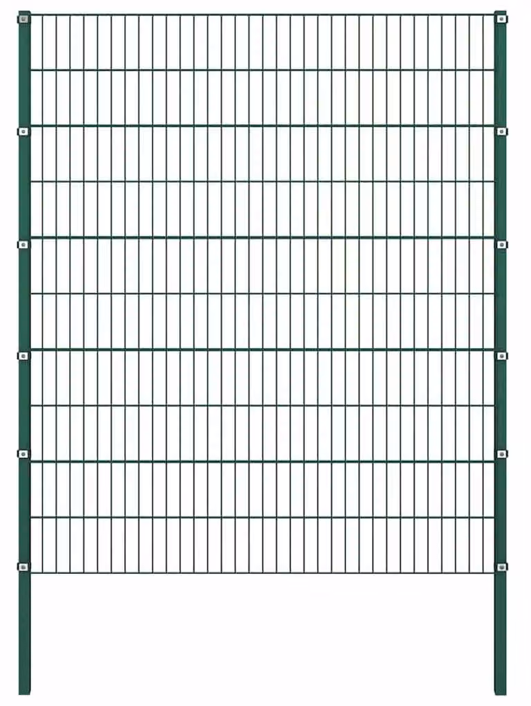 Maison Exclusive - Pannello per recinzione con montanti in ferro, 1385 x 200 cm, colore verde