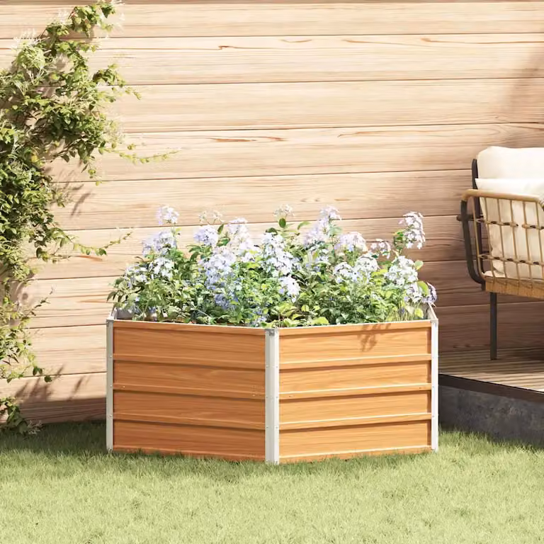 Letto rialzato da giardino vidaXL in acciaio corten color marrone L: 129 cm, P: 129 cm, H: 45 cm