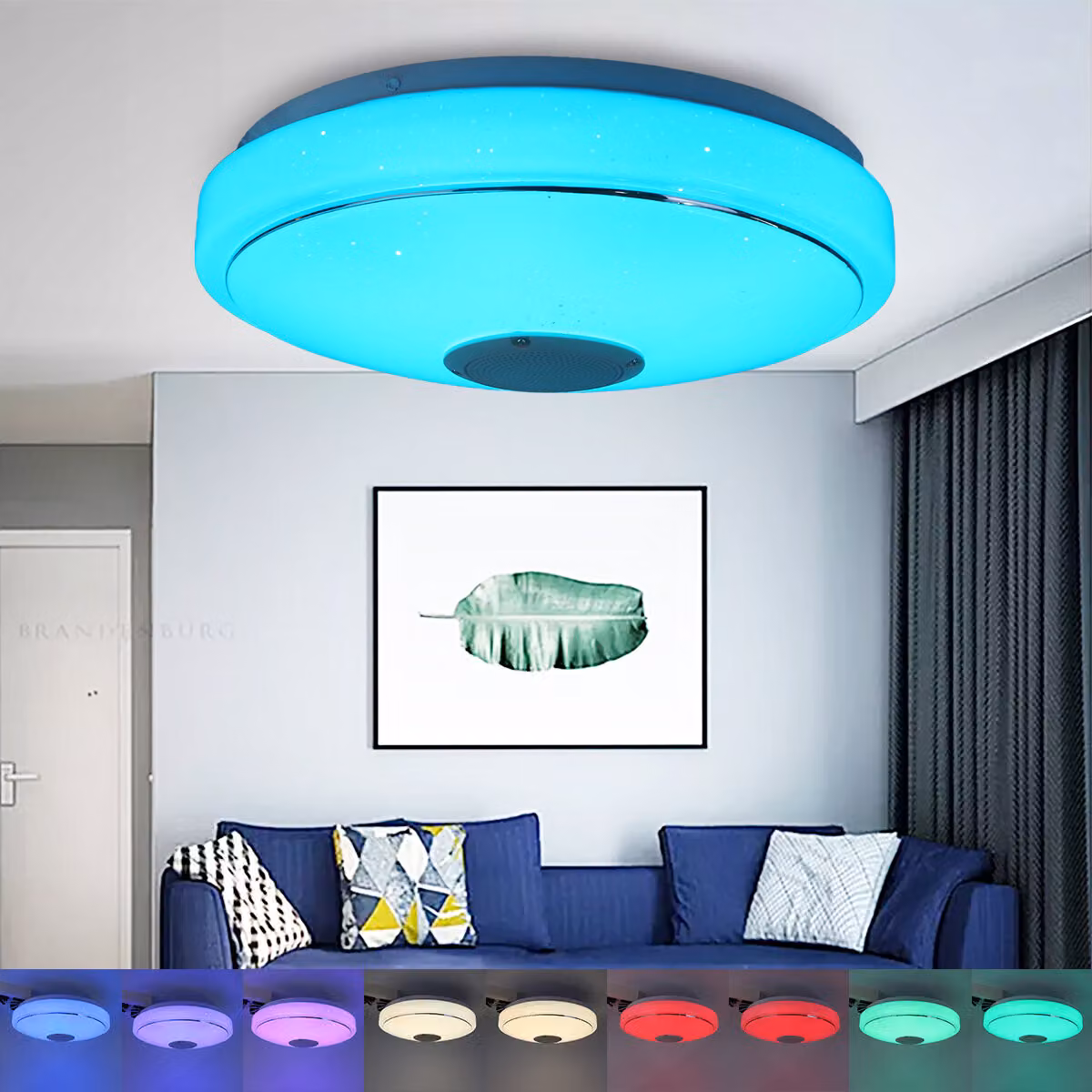 33/40cm Diametro Wifi Smart Bluetooth LED Plafoniera RGB 3D Sound Music Speaker Dimmerabile Lampada APP Remote - 40cm