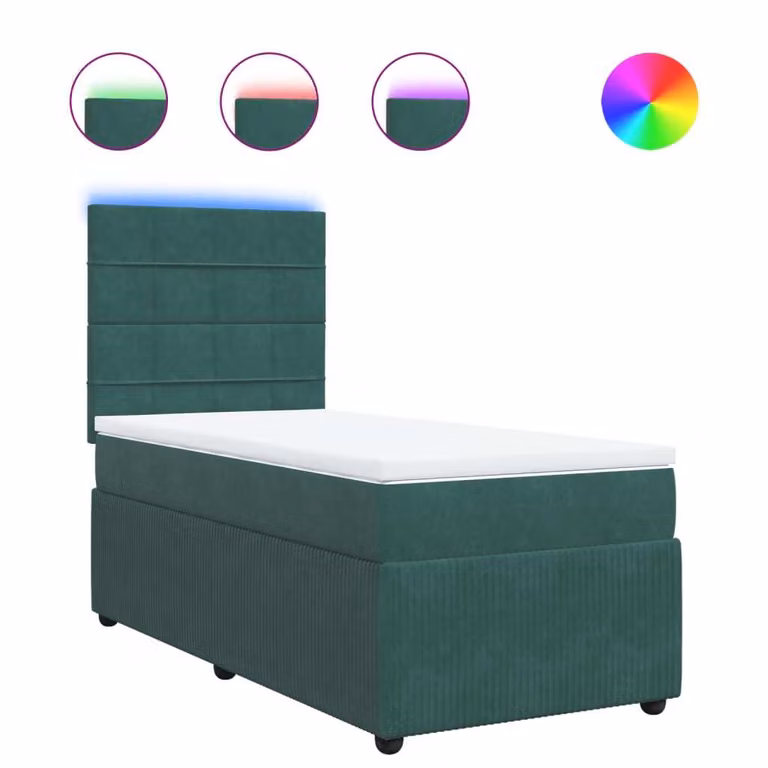 Giroletto a Molle con Materasso Verde Scuro 100x200 cm Velluto
